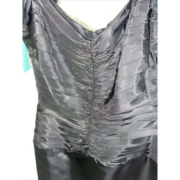 Tadaski Black Crepe Puff Sleeves Formal Knee Length Dress Size 10 NWT Excellent - Picture 7 of 12